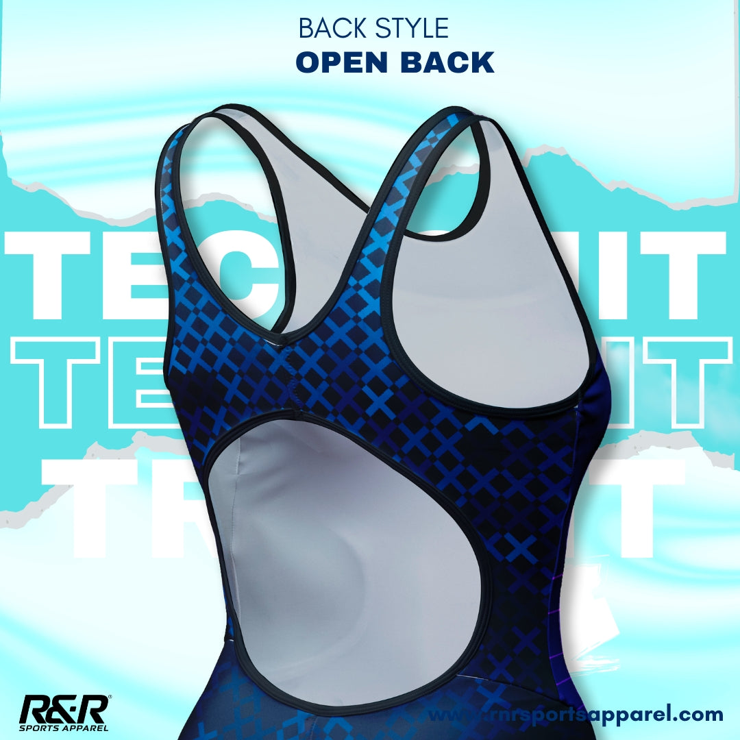 Crosswave Elegance Women's Open Back Kneeskin Tech Suit Swimsuit - R&R Sports Apparel