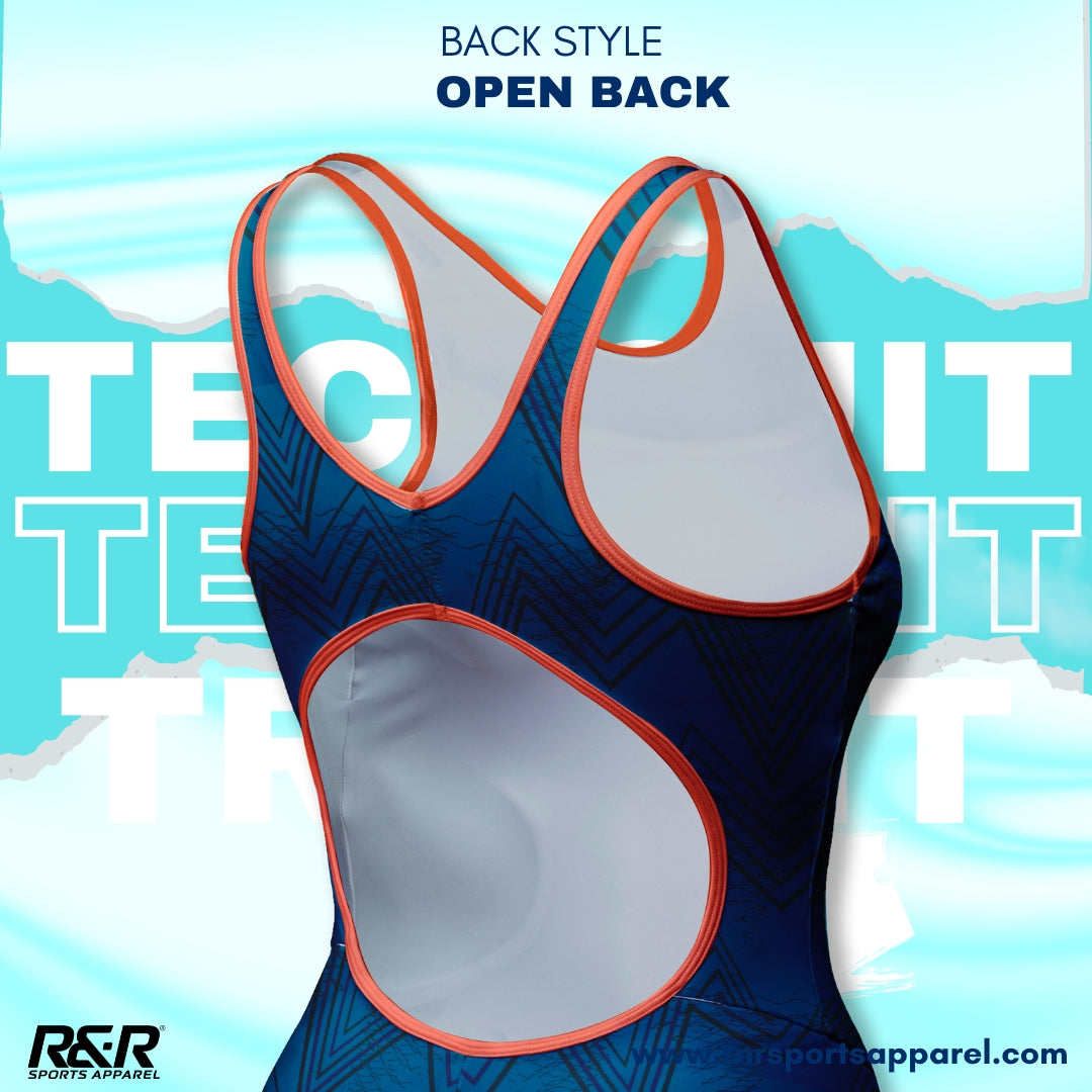 AquaVerve Elite Women's Open Back Kneeskin Tech Suit Swimsuit - R&R Sports Apparel