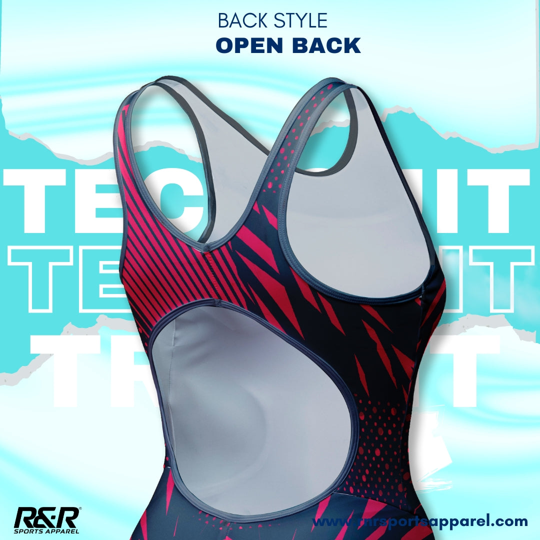 PrismFlow Women's Open Back Kneeskin Tech Suit Swimsuit - R&R Sports Apparel