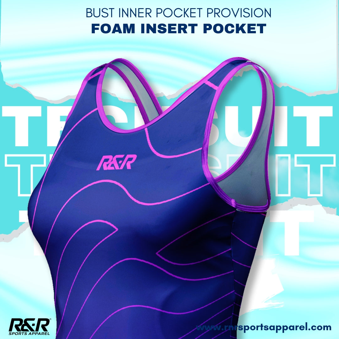 Mystic Purple Women's Open Back Kneeskin Tech Suit Swimsuit - R&R Sports Apparel