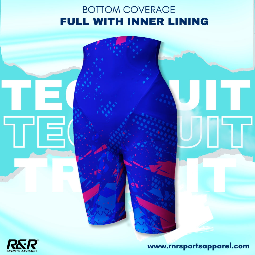 Wavecrest Azure Women's Open Back Kneeskin Tech Suit Swimsuit - R&R Sports Apparel