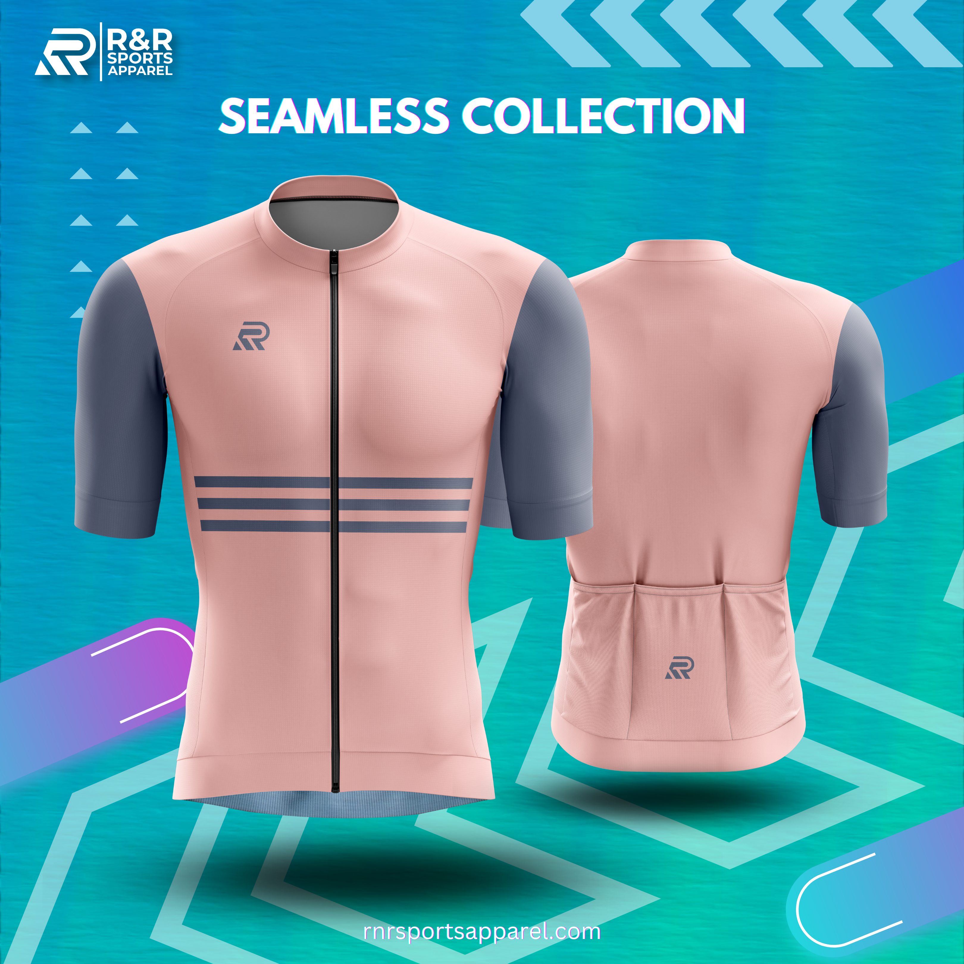 Rose Gold Seamless Cycling Jersey - R&R Sports Apparel