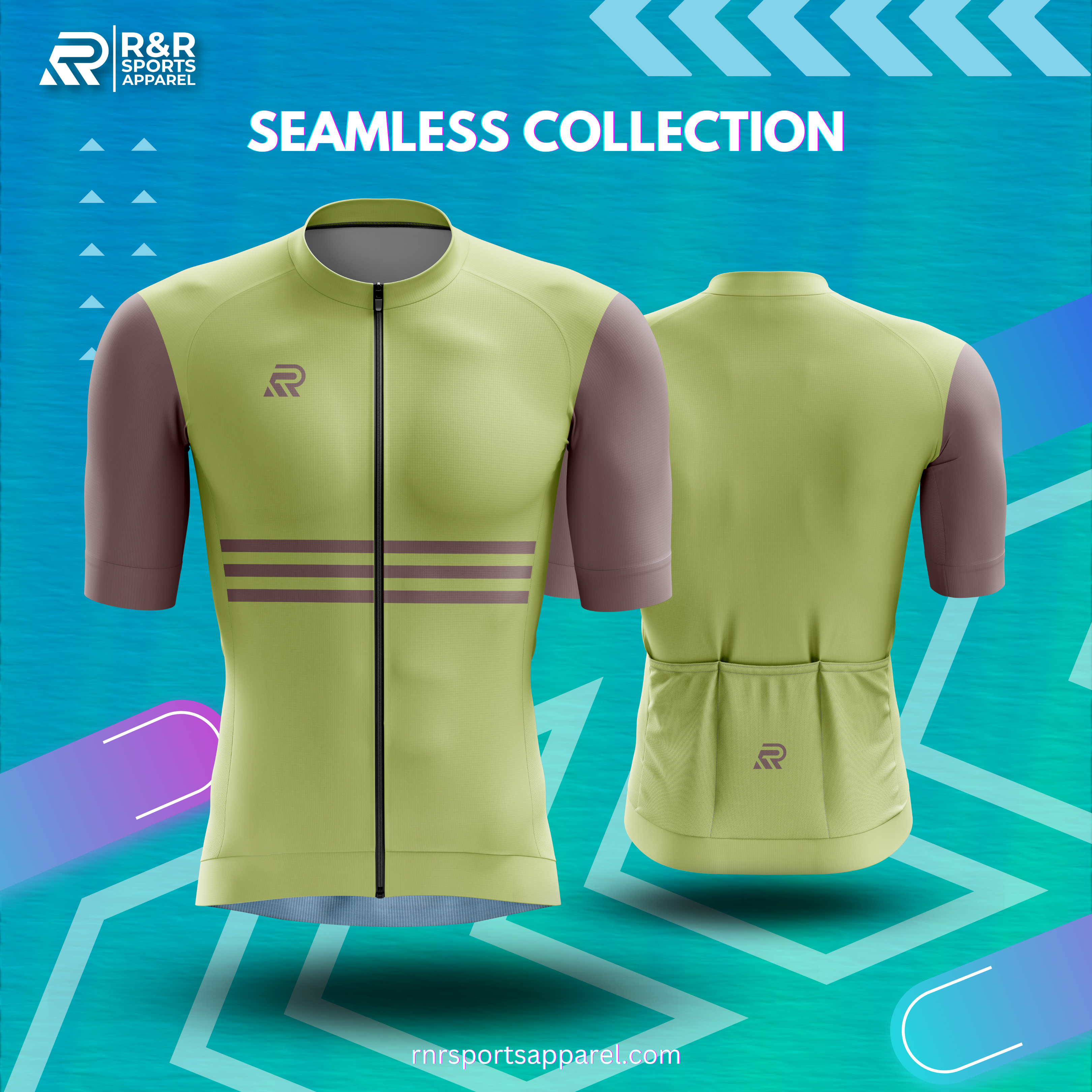 Pale Olive Seamless Cycling Jersey - R&R Sports Apparel